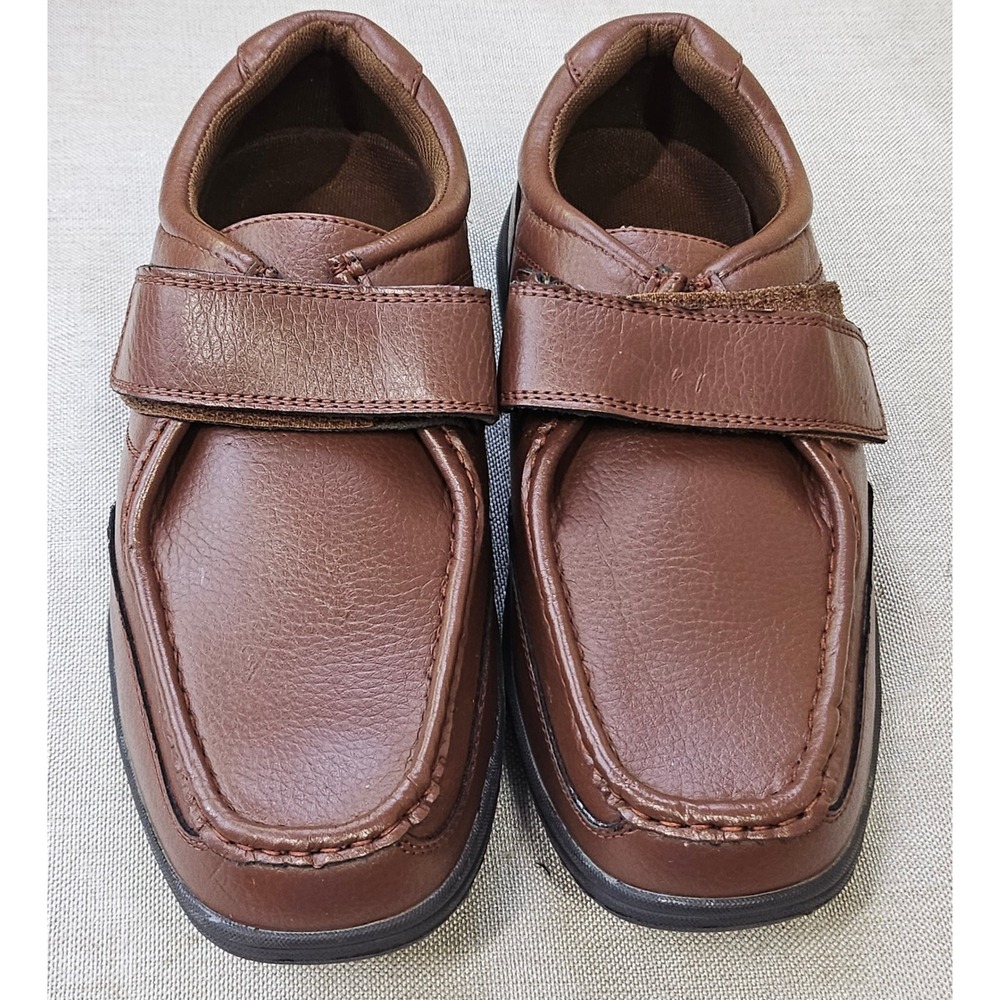 Deer Stags Soft Stags Loafers Mens 9D Brown Leather Hook Loop Strap 469-02 Dress